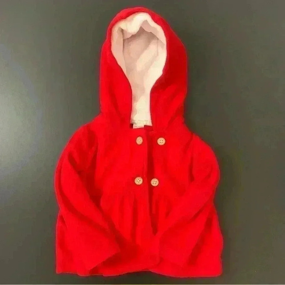 Carter's Baby Girl Red Pea Coat 12 months - Picture 1 of 5
